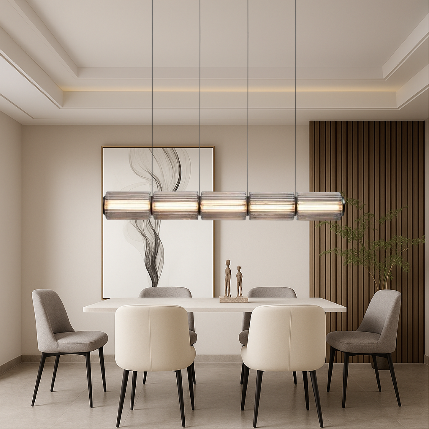 Lampe Suspendue en Verre Cylindrique | Design Élégant avec Éclairage LED