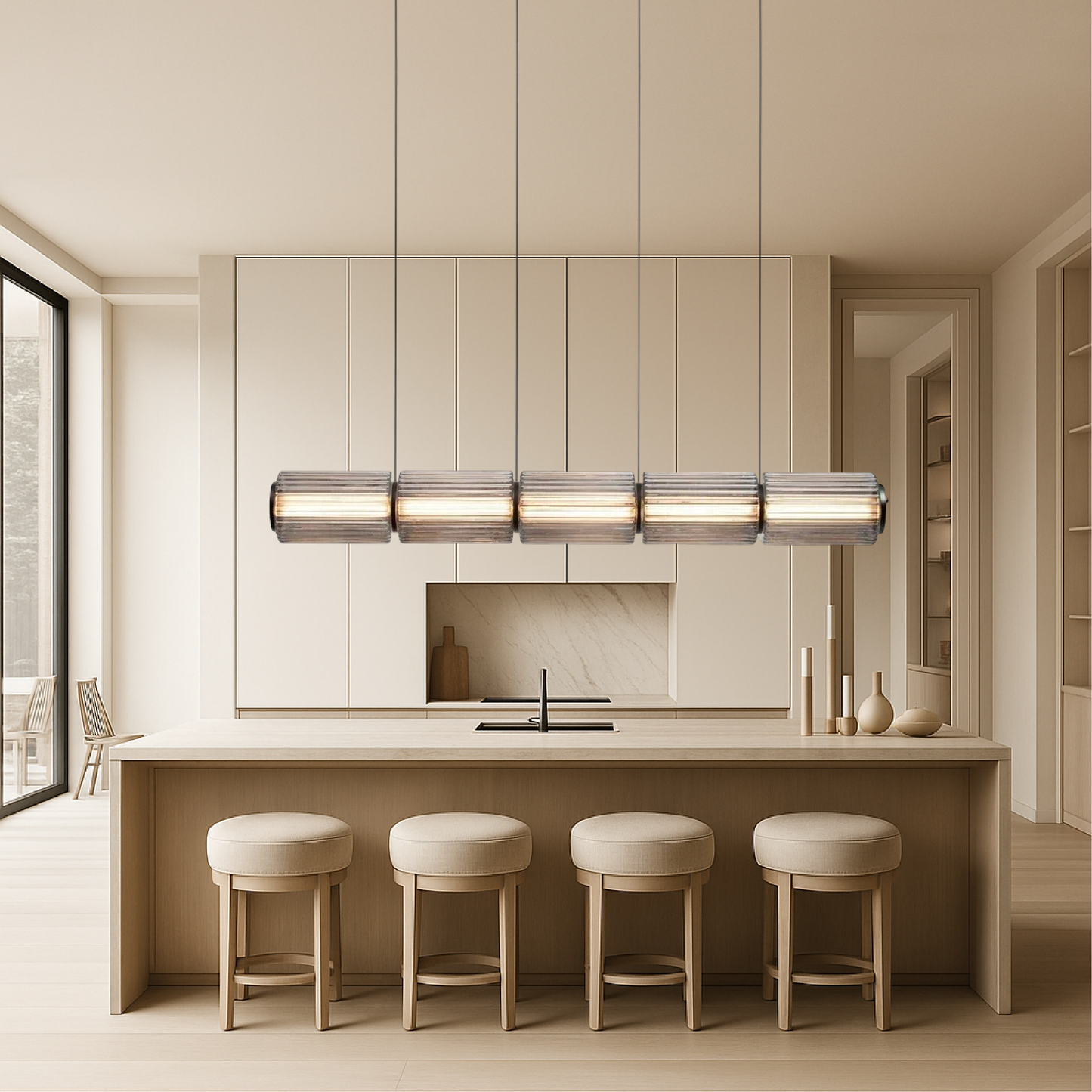 Lampe Suspendue en Verre Cylindrique | Design Élégant avec Éclairage LED