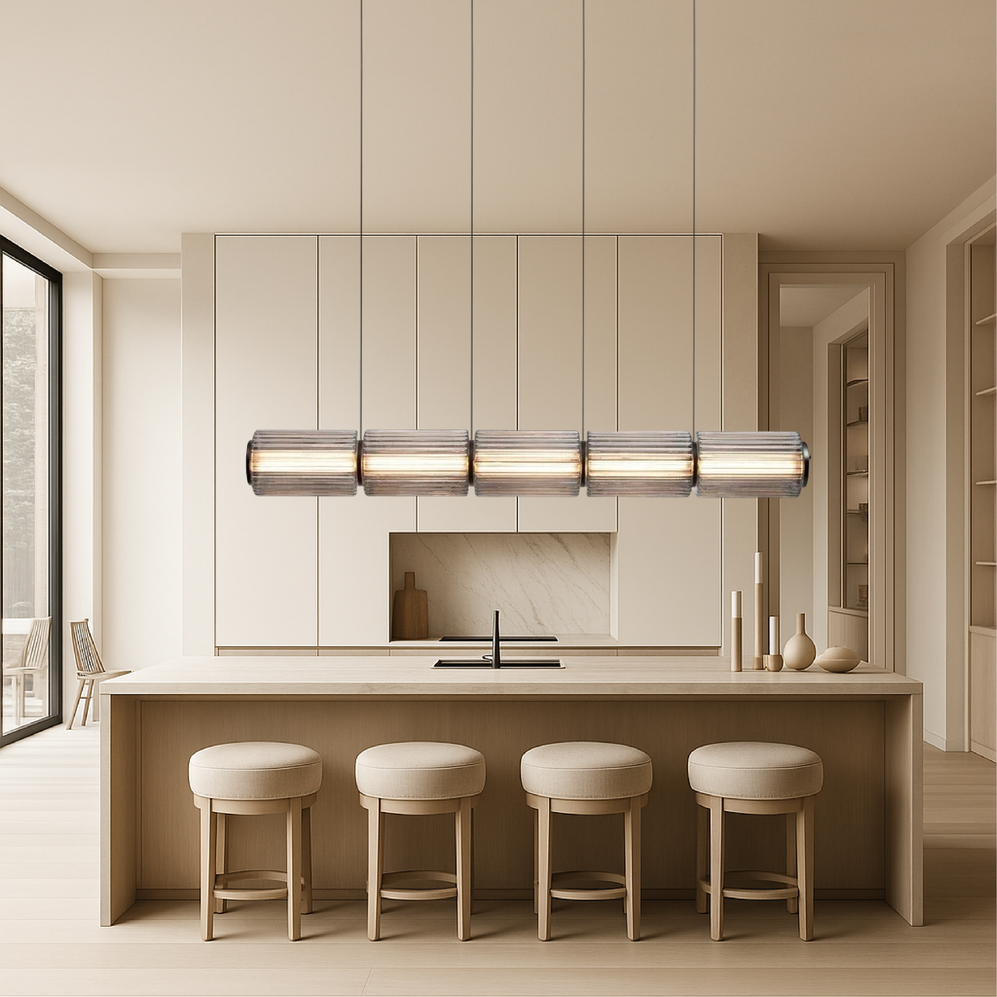 Lampe Suspendue en Verre Cylindrique | Design Élégant avec Éclairage LED