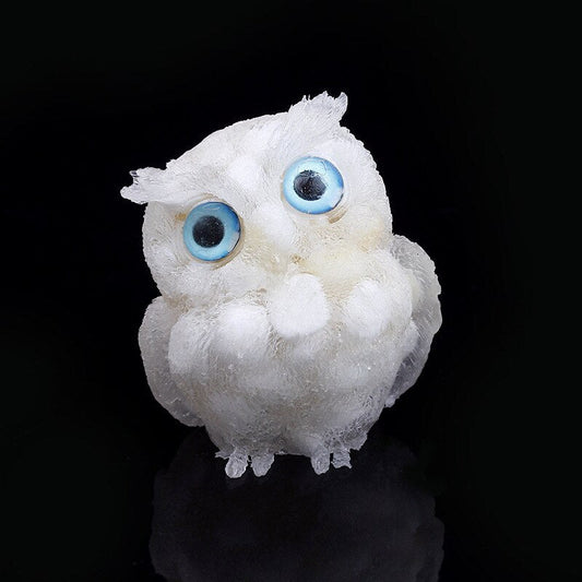Figurine de Hibou en Cristal Naturel | Fait Main pour Décoration Unique