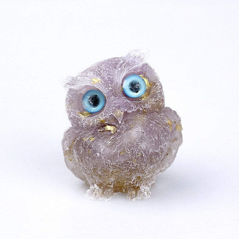 Figurine de Hibou en Cristal Naturel | Fait Main pour Décoration Unique