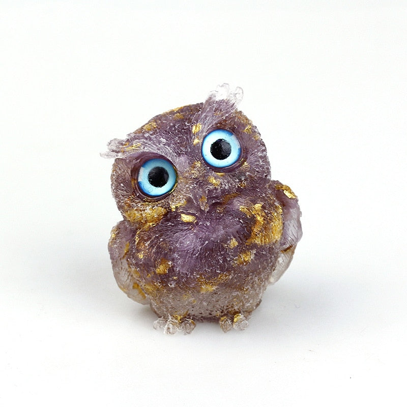 Figurine de Hibou en Cristal Naturel | Fait Main pour Décoration Unique