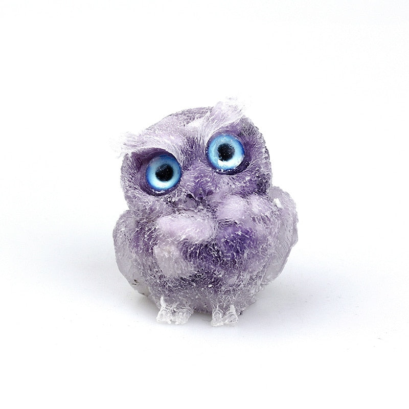 Figurine de Hibou en Cristal Naturel | Fait Main pour Décoration Unique