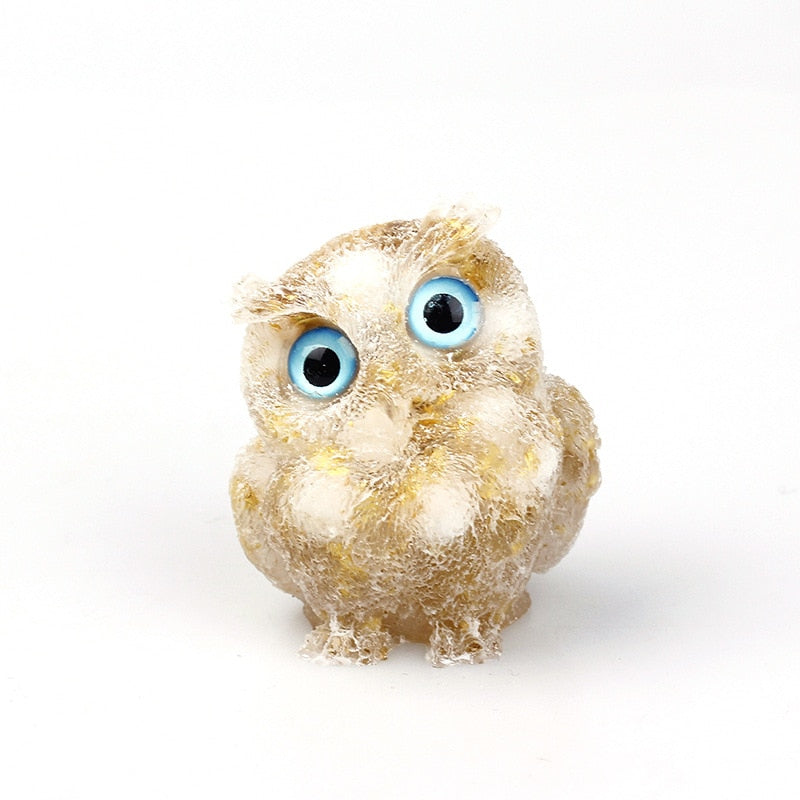 Figurine de Hibou en Cristal Naturel | Fait Main pour Décoration Unique
