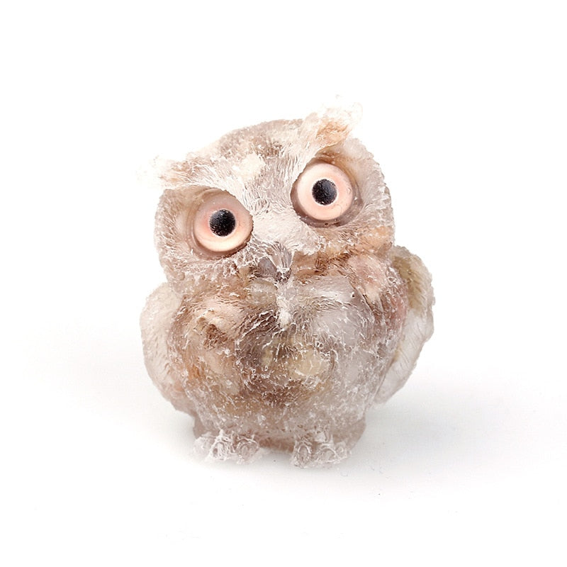 Figurine de Hibou en Cristal Naturel | Fait Main pour Décoration Unique