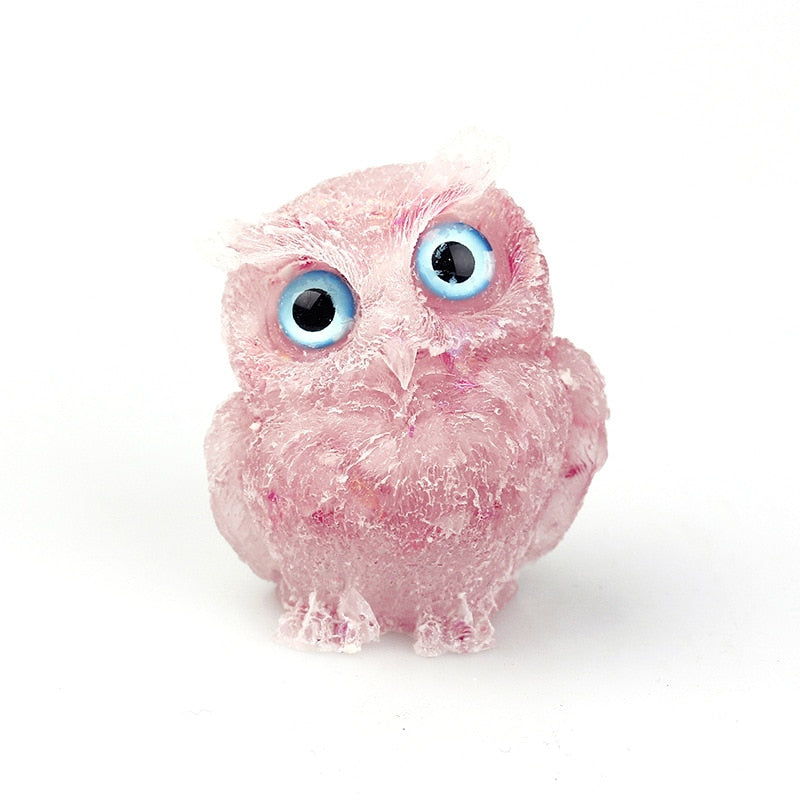 Figurine de Hibou en Cristal Naturel | Fait Main pour Décoration Unique