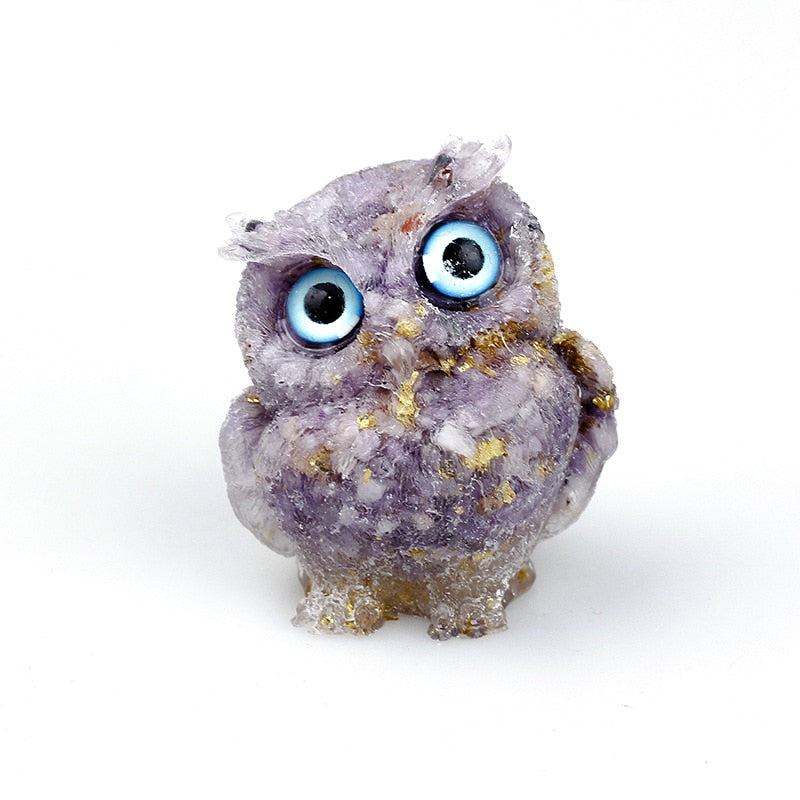 Figurine de Hibou en Cristal Naturel | Fait Main pour Décoration Unique