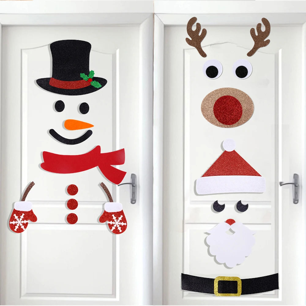 Autocollants de Noël en Dessin Animé | Décoration Festive et Amusante pour Murs