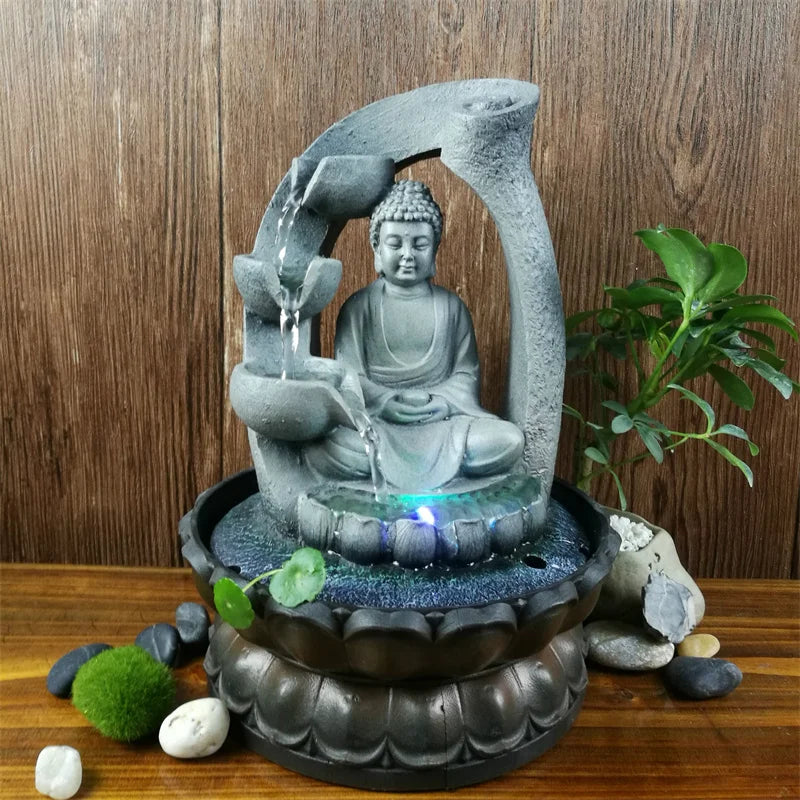 Fontaine d'eau Bouddha décorative | Atmosphère apaisante et méditative