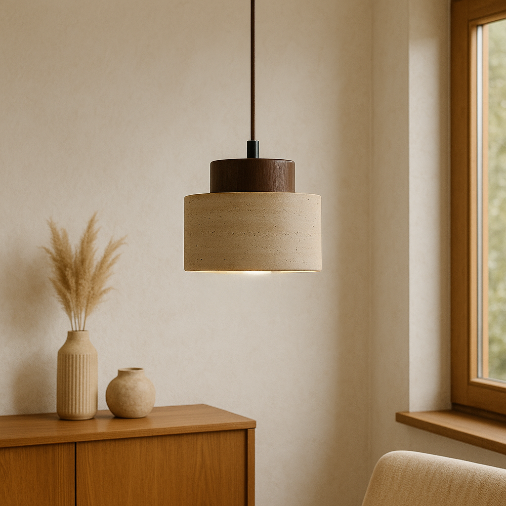 Lampe Suspendue en Pierre de Travertin | Élégance Organique et Atmosphère Chaleureuse