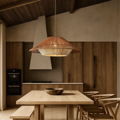 Lampe Suspendue en Bambou Tissé | Élégance Naturelle et Atmosphère Cozy