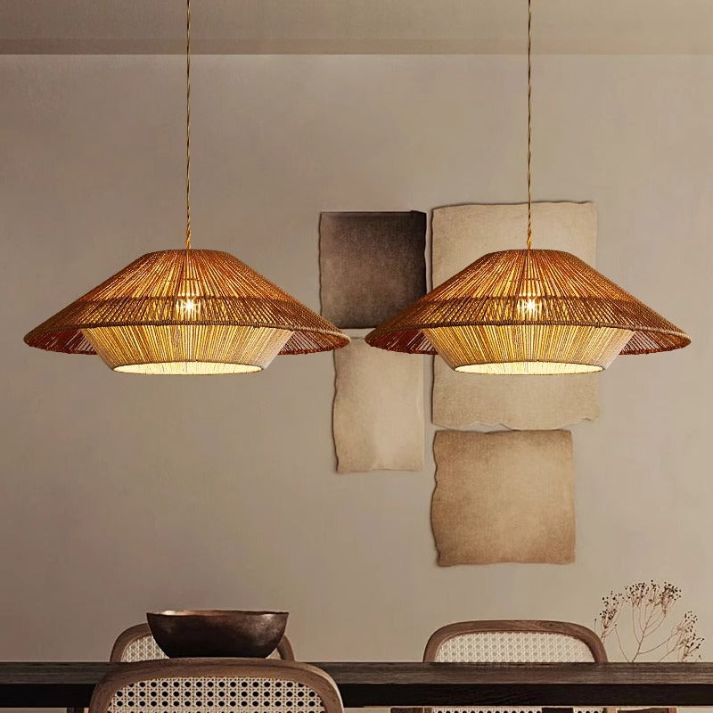 Lampe Suspendue en Bambou Tissé | Élégance Naturelle et Atmosphère Cozy