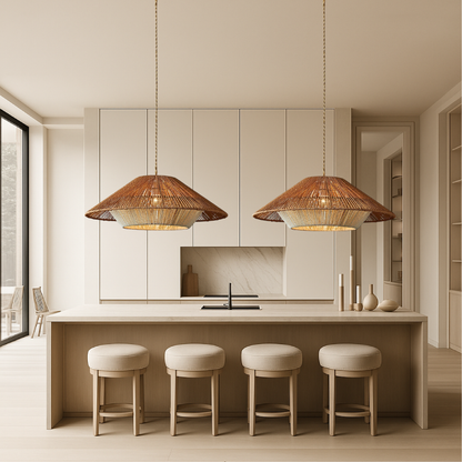 Lampe Suspendue en Bambou Tissé | Élégance Naturelle et Atmosphère Cozy