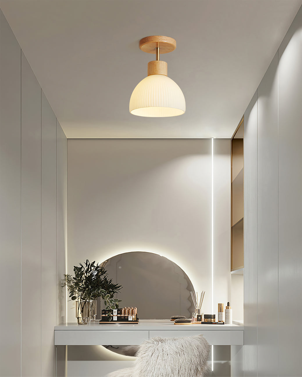 Plafonnier en Bois Élégant | Atmosphère Apaisante et Chic