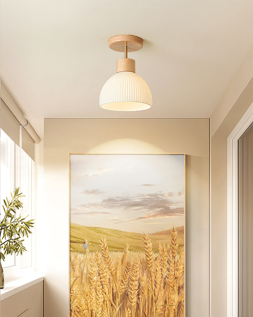 Plafonnier en Bois Élégant | Atmosphère Apaisante et Chic