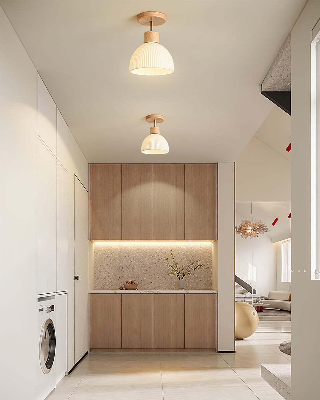 Plafonnier en Bois Élégant | Atmosphère Apaisante et Chic