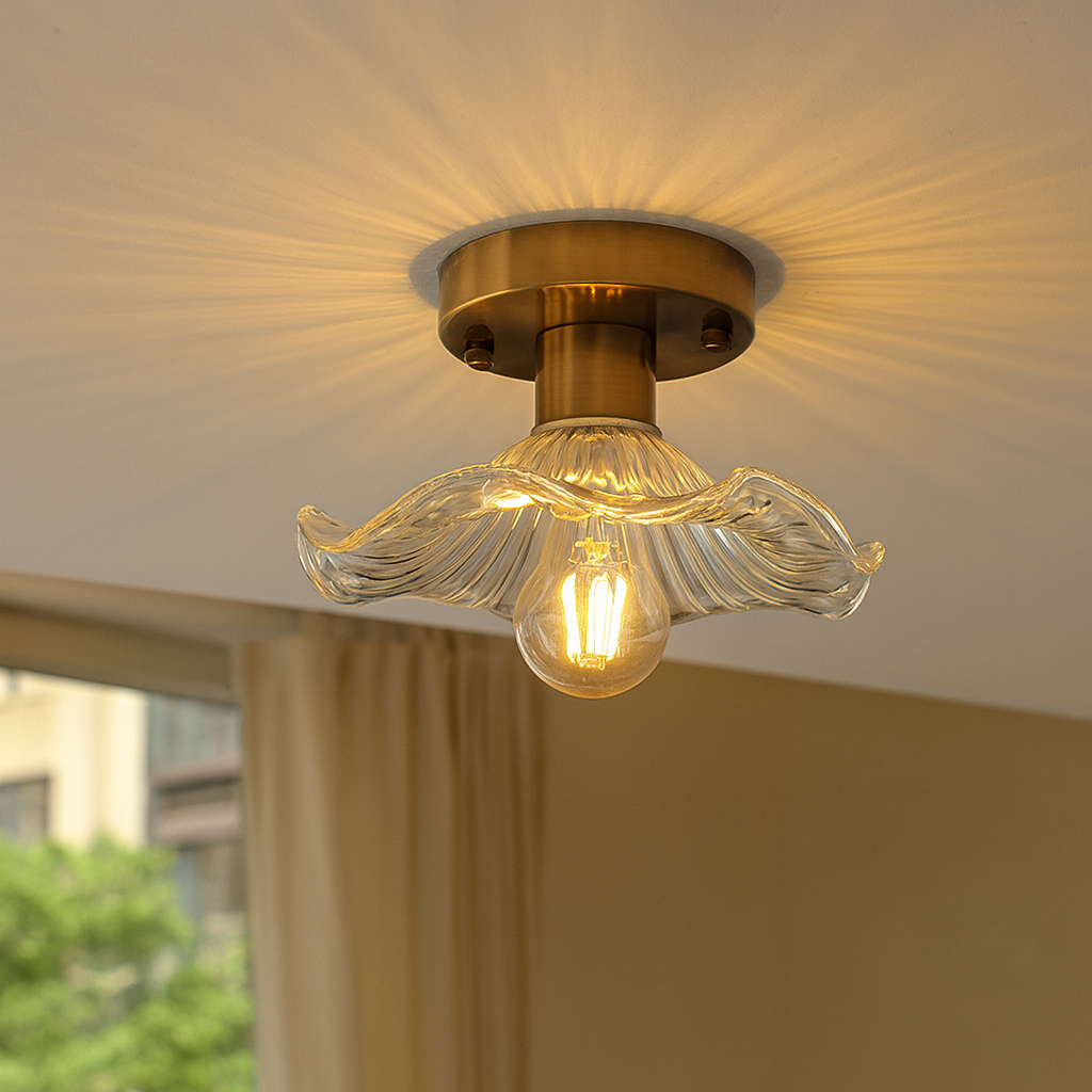 Suspension Contemporaine en Verre Hibiscus | Élégance Naturelle et Atmosphère Chaleureuse