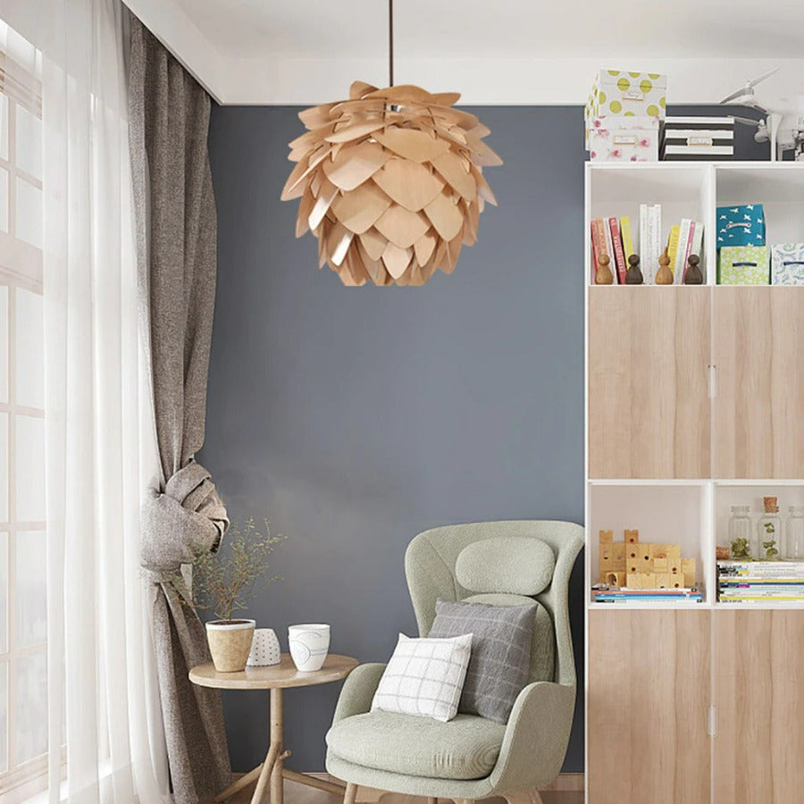 Lampe Suspendue en Bois Rustique | Ambiance Conviviale et Artisanale