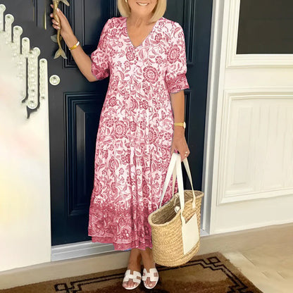 Robe Maxi Élégante Col V Femme | Confort d'Été et Style Cocktail