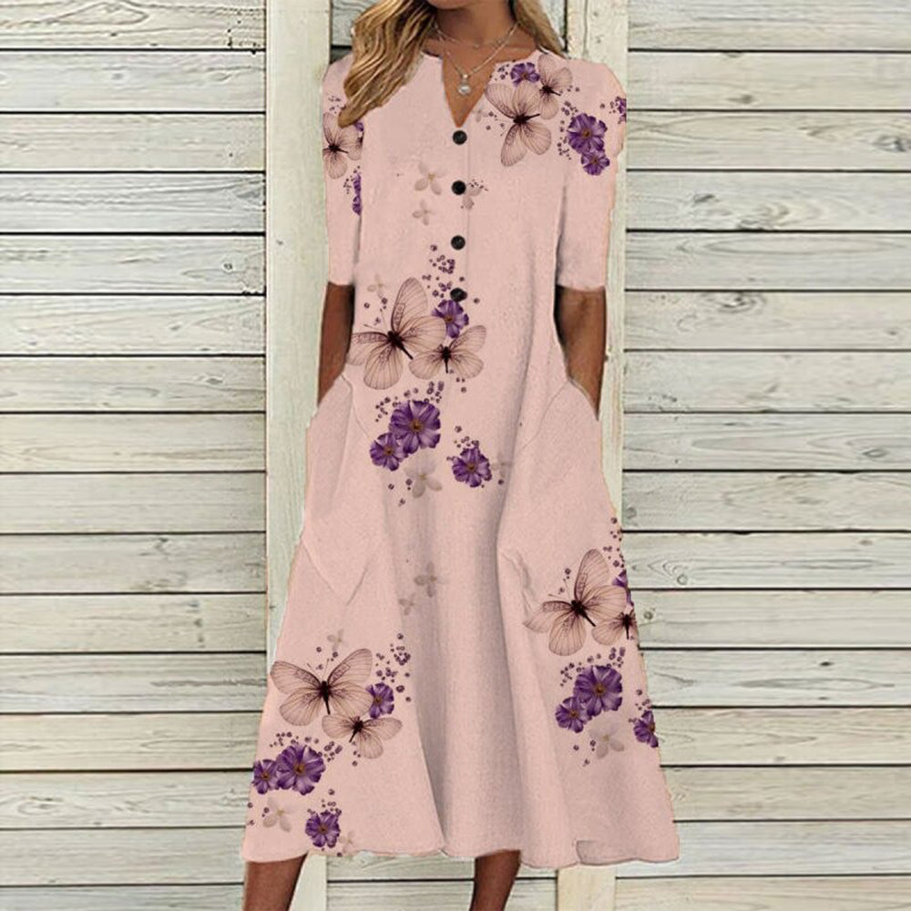 Robe d'été à Motif Floral | Style Élégant et Confortable