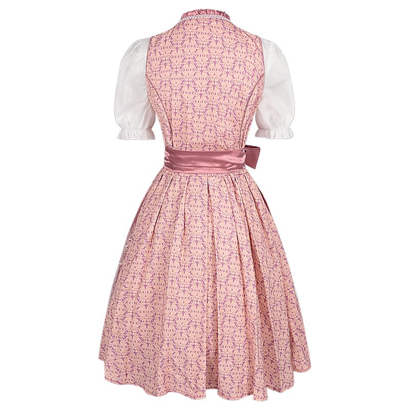 Robe Dirndl Rose Traditionnelle | Avec Tablier Brodé et Blouse Élégante