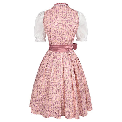 Robe Dirndl Rose Traditionnelle | Avec Tablier Brodé et Blouse Élégante