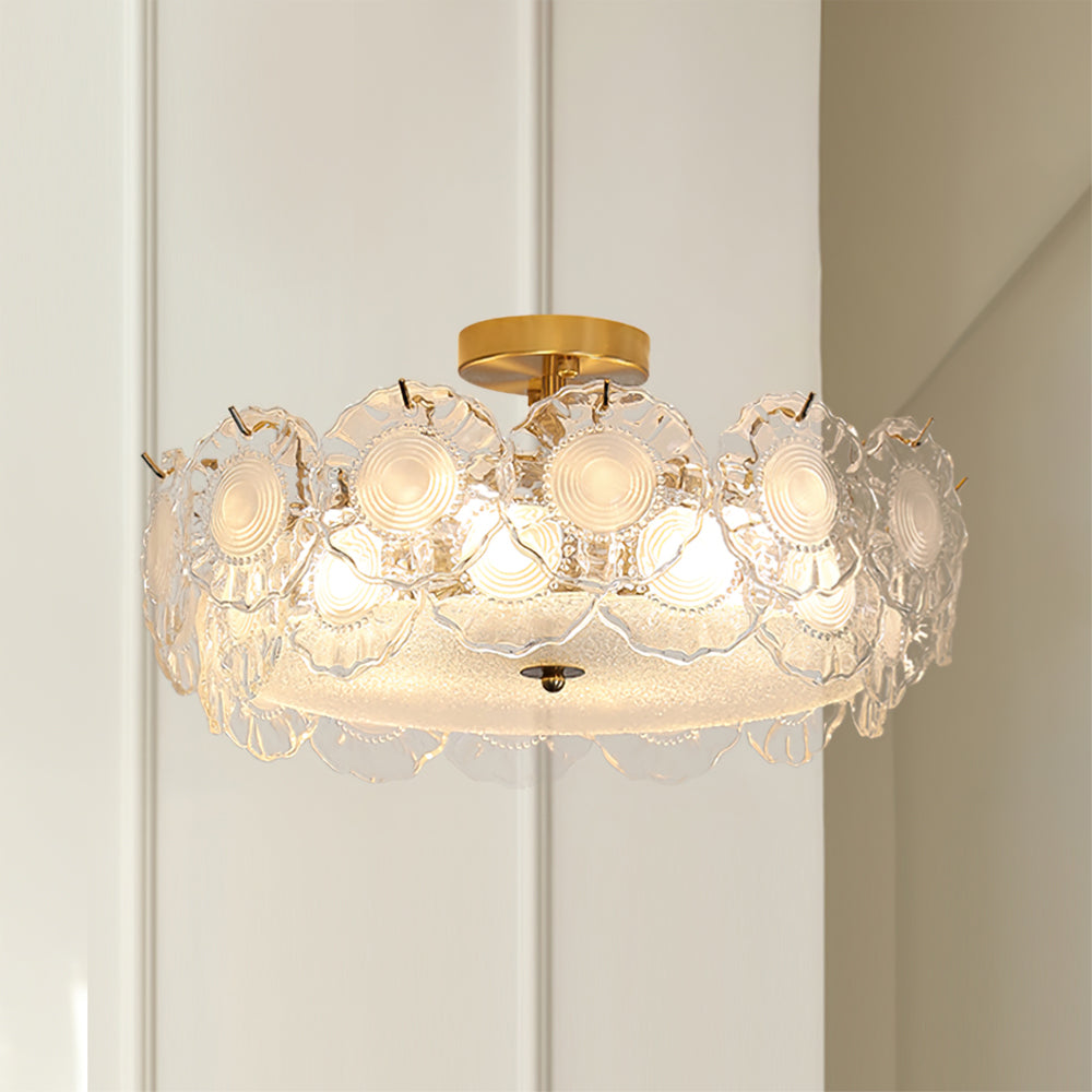 Plafonnier en Verre Chic | Éclairage Cosy avec Motifs Floraux