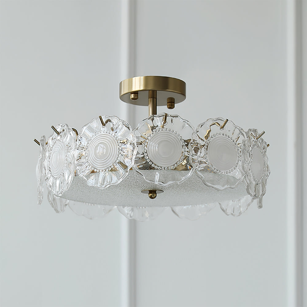 Plafonnier en Verre Chic | Éclairage Cosy avec Motifs Floraux