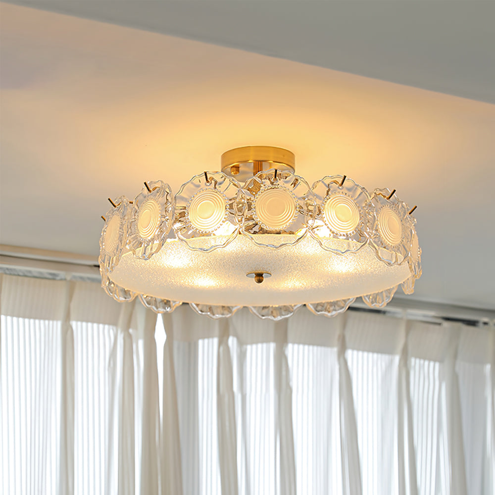 Plafonnier en Verre Chic | Éclairage Cosy avec Motifs Floraux