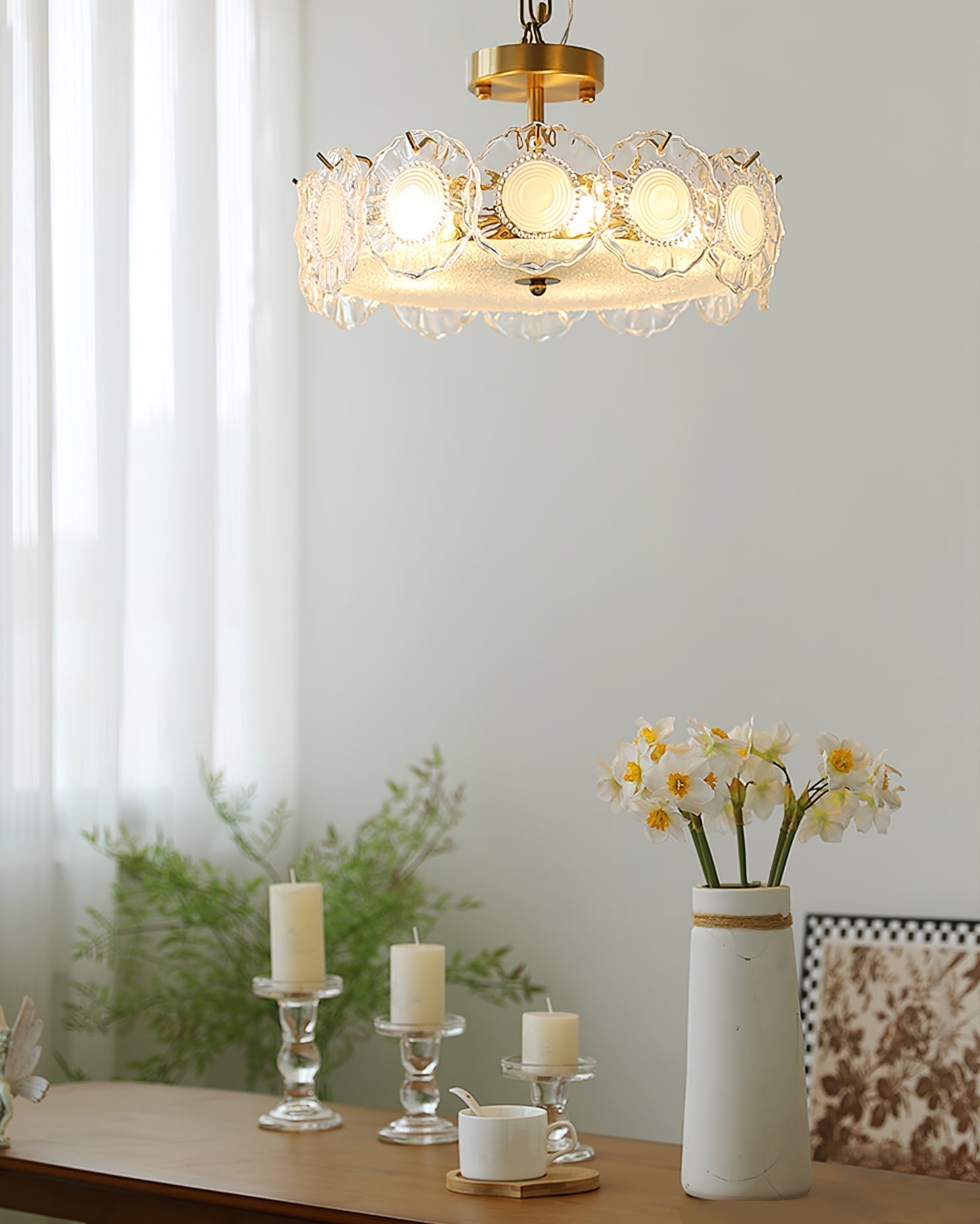 Plafonnier en Verre Chic | Éclairage Cosy avec Motifs Floraux