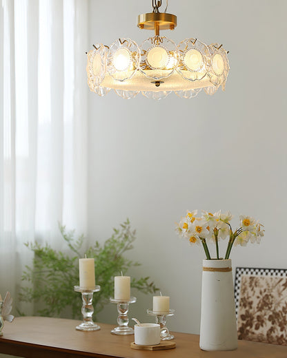Plafonnier en Verre Chic | Éclairage Cosy avec Motifs Floraux