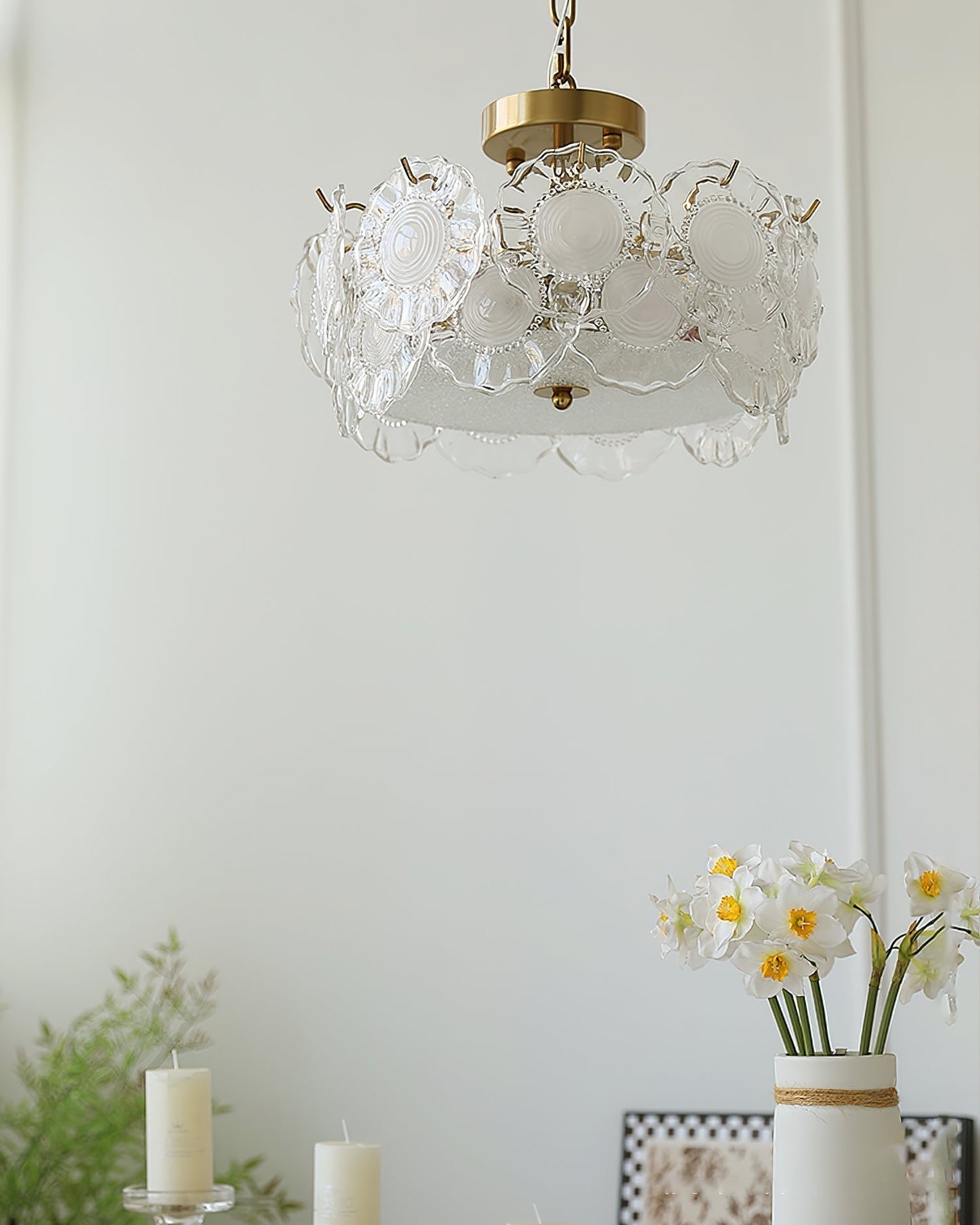 Plafonnier en Verre Chic | Éclairage Cosy avec Motifs Floraux