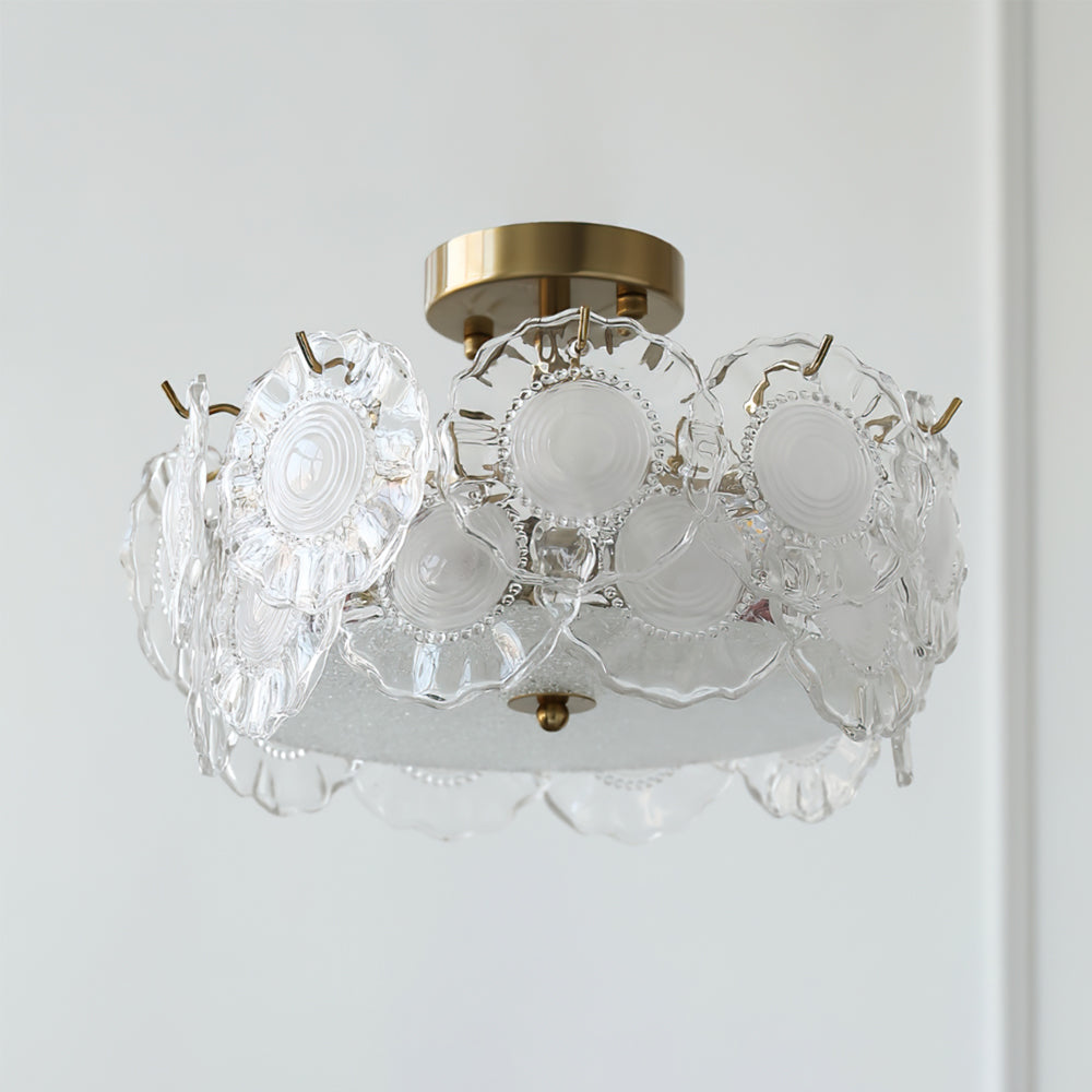 Plafonnier en Verre Chic | Éclairage Cosy avec Motifs Floraux
