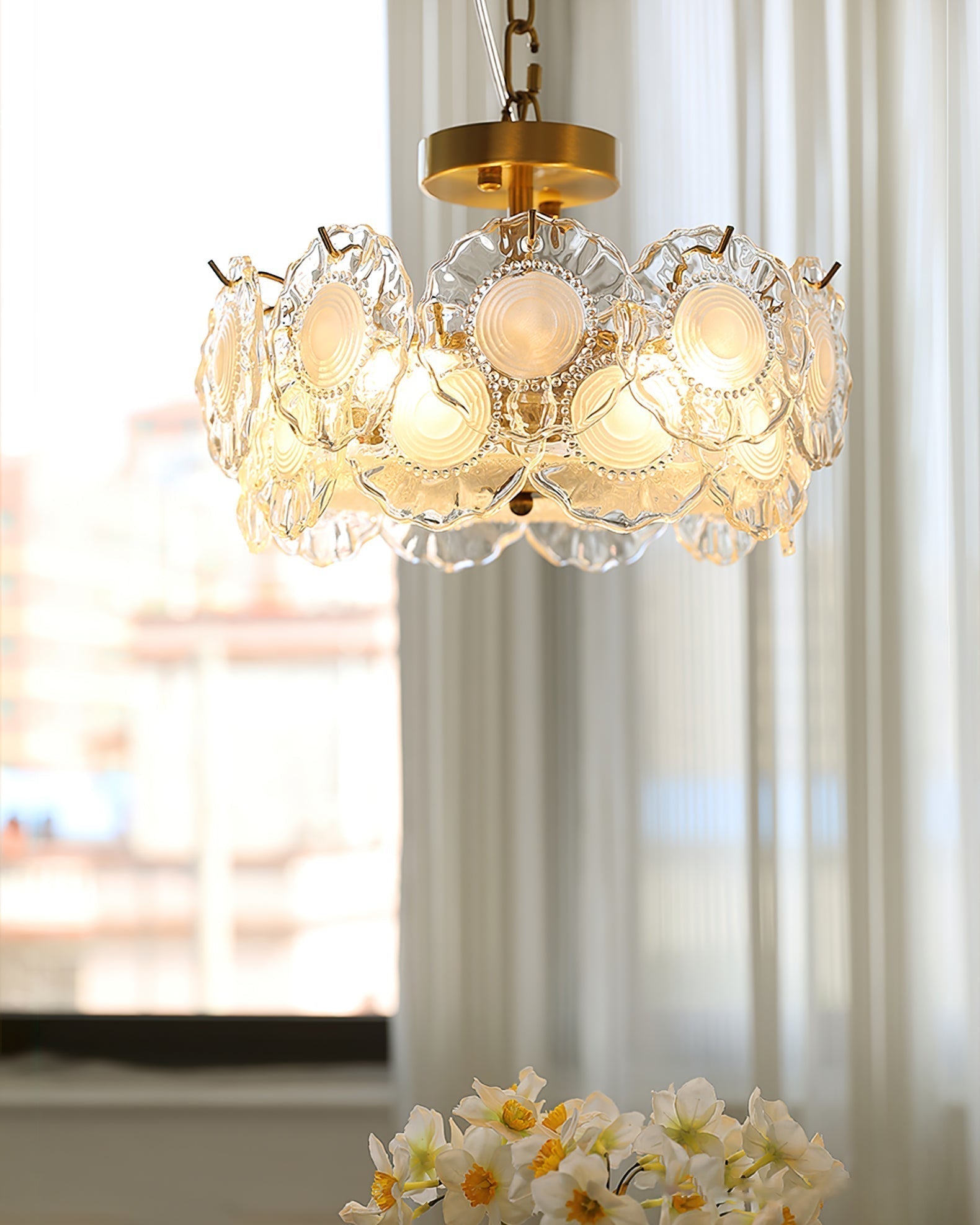 Plafonnier en Verre Chic | Éclairage Cosy avec Motifs Floraux