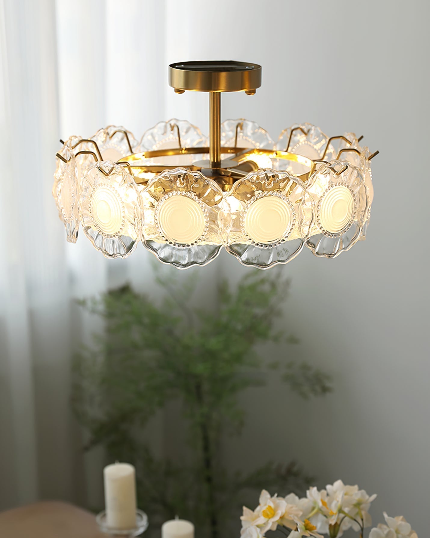 Plafonnier en Verre Chic | Éclairage Cosy avec Motifs Floraux
