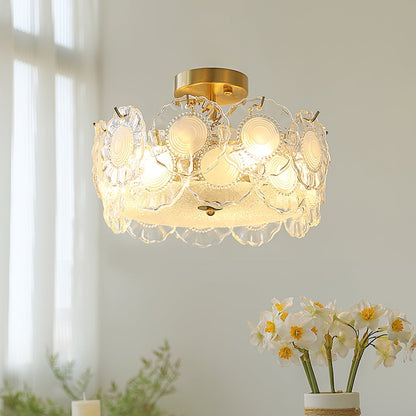 Plafonnier en Verre Chic | Éclairage Cosy avec Motifs Floraux