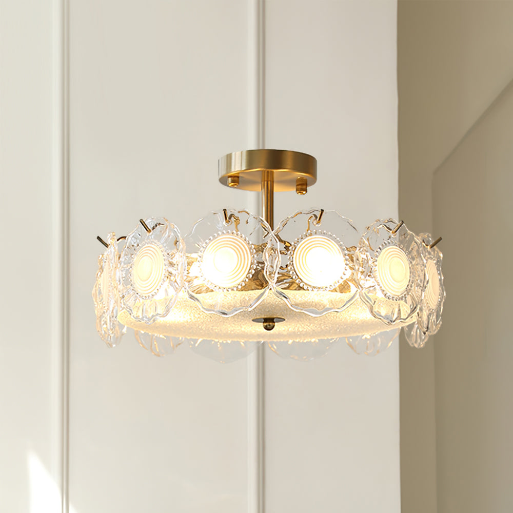 Plafonnier en Verre Chic | Éclairage Cosy avec Motifs Floraux