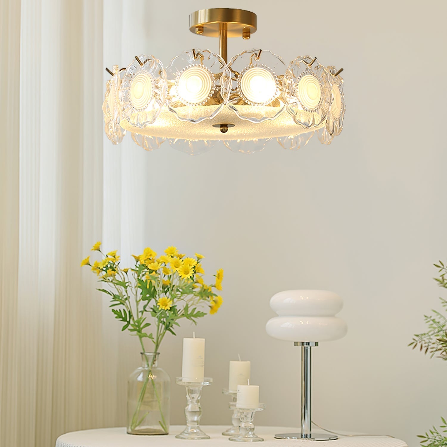 Plafonnier en Verre Chic | Éclairage Cosy avec Motifs Floraux