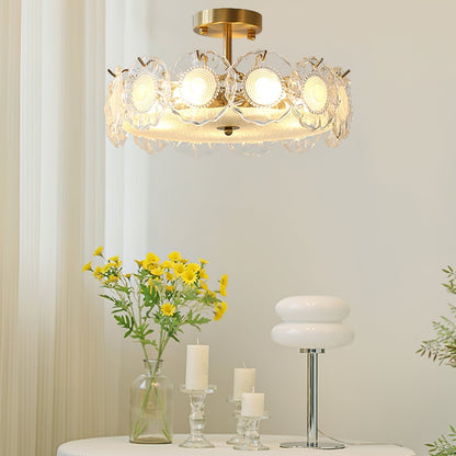 Plafonnier en Verre Chic | Éclairage Cosy avec Motifs Floraux