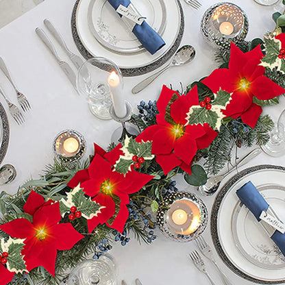 Guirlande LED Poinsettia pour Noël | Éclairage Scintillant et Élégant