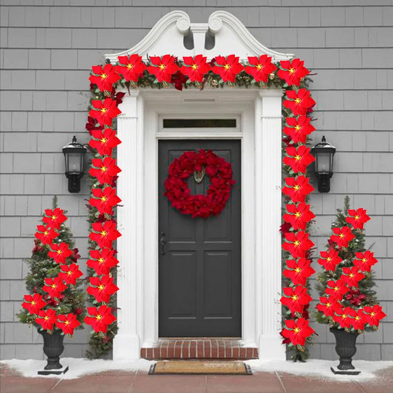Guirlande LED Poinsettia pour Noël | Éclairage Scintillant et Élégant