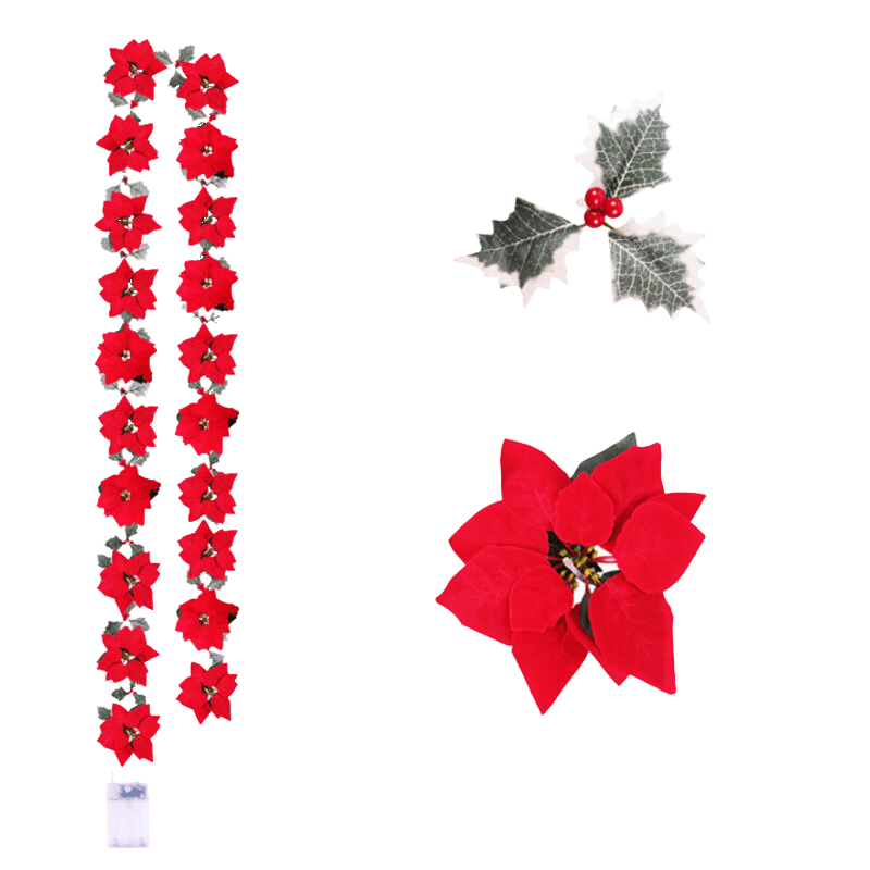 Guirlande LED Poinsettia pour Noël | Éclairage Scintillant et Élégant