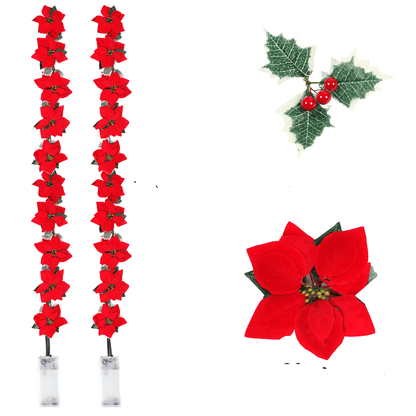 Guirlande LED Poinsettia pour Noël | Éclairage Scintillant et Élégant
