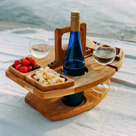 Table de Pique-Nique en Bois | Compacte avec Porte-Bouteilles Intégré