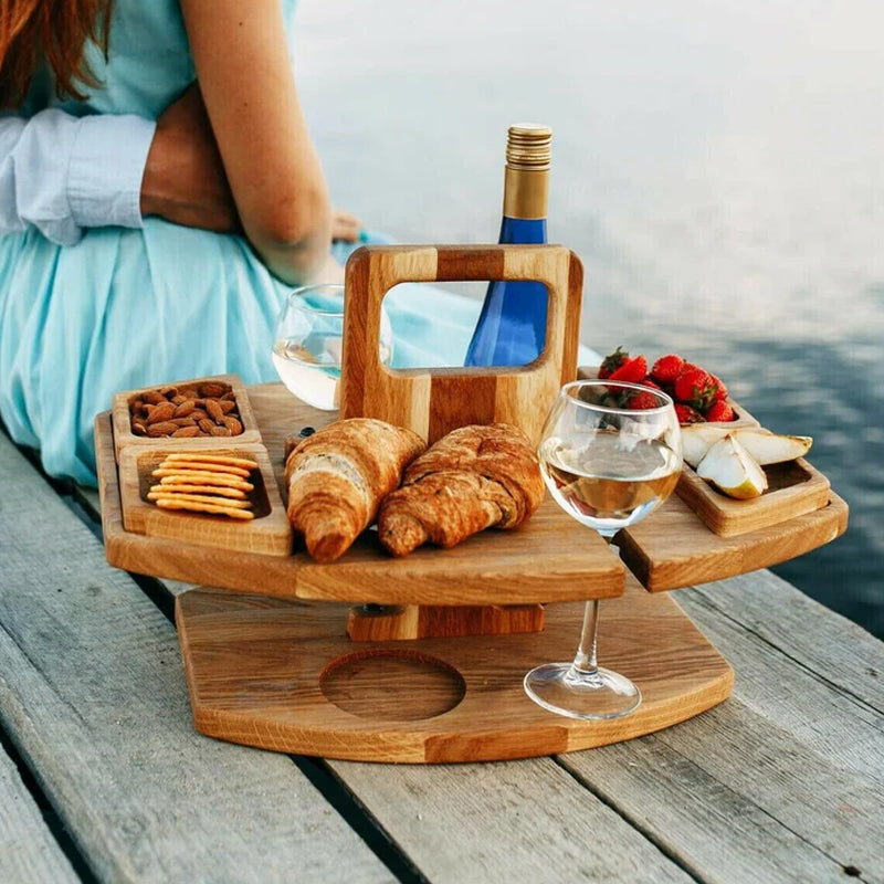 Table de Pique-Nique en Bois | Compacte avec Porte-Bouteilles Intégré