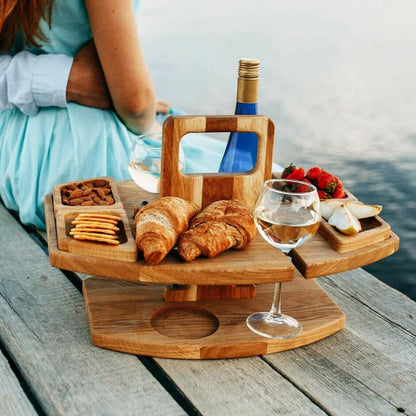 Table de Pique-Nique en Bois | Compacte avec Porte-Bouteilles Intégré