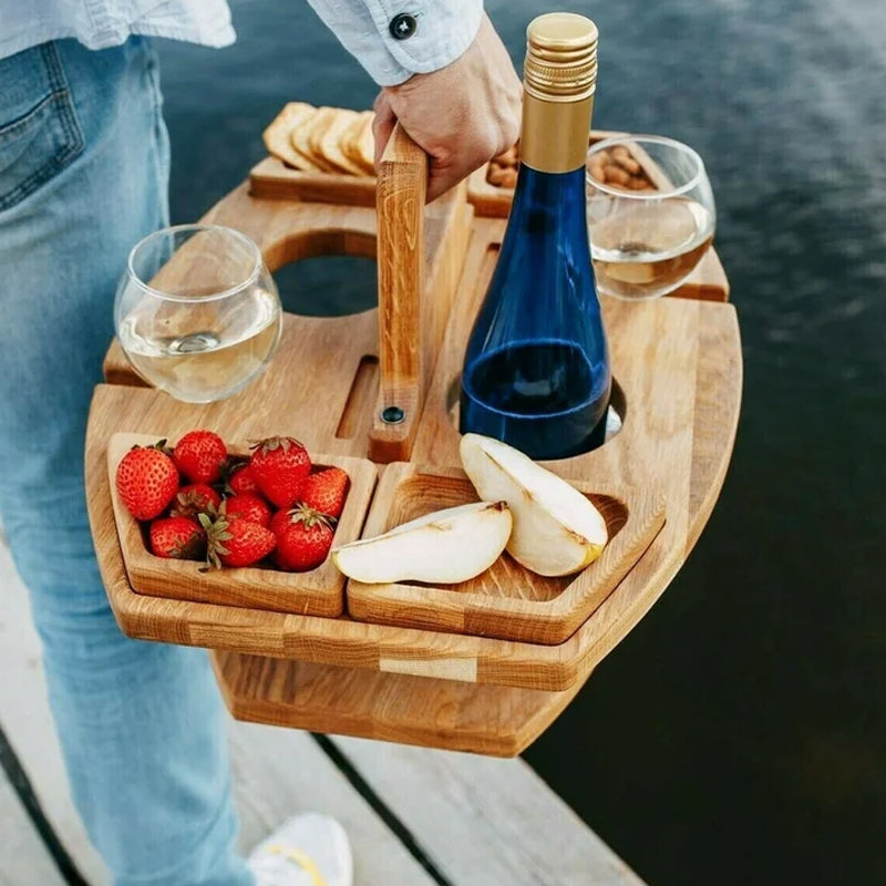 Table de Pique-Nique en Bois | Compacte avec Porte-Bouteilles Intégré