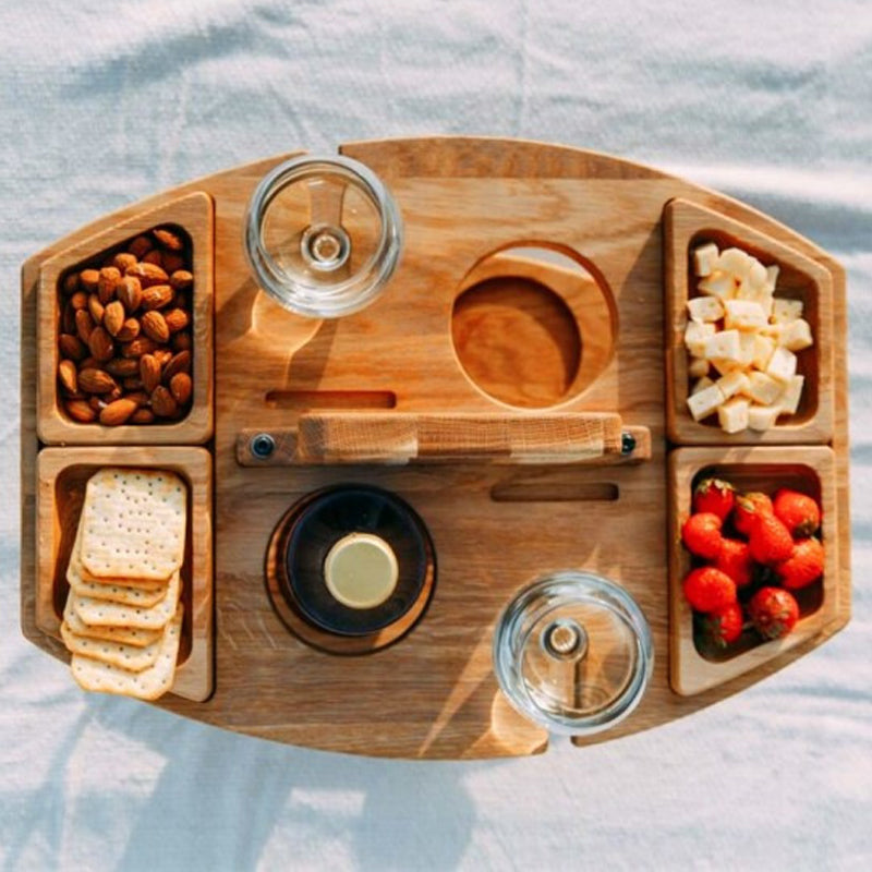 Table de Pique-Nique en Bois | Compacte avec Porte-Bouteilles Intégré