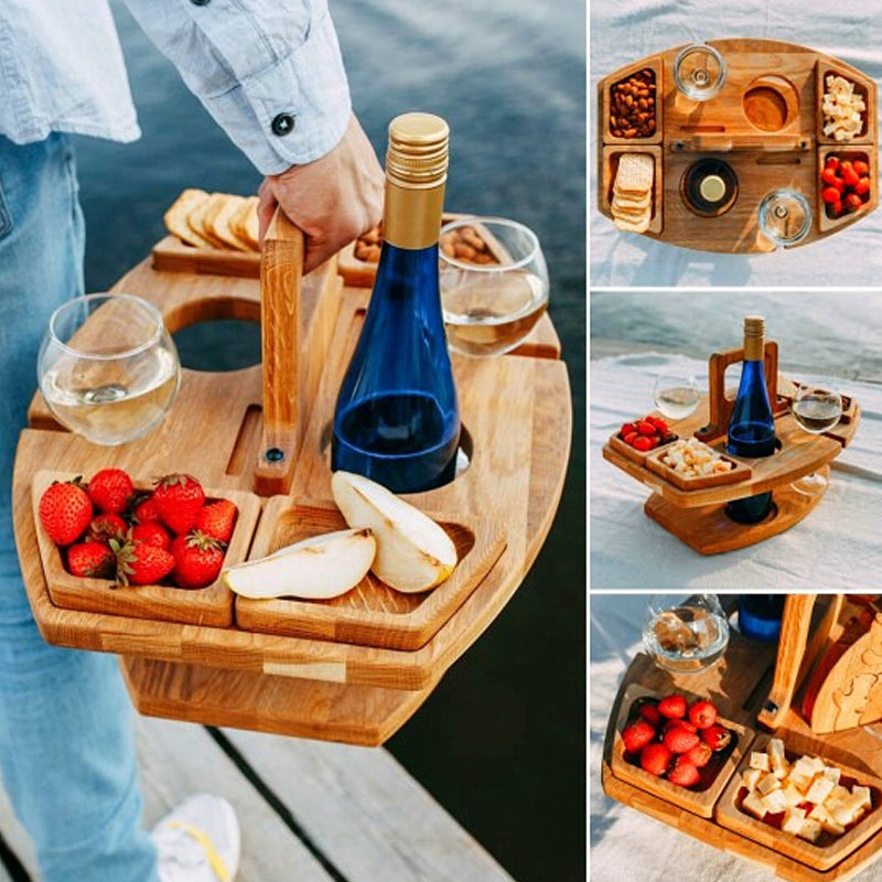 Table de Pique-Nique en Bois | Compacte avec Porte-Bouteilles Intégré
