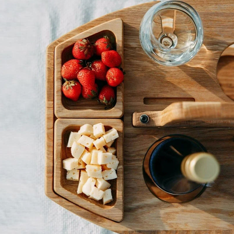 Table de Pique-Nique en Bois | Compacte avec Porte-Bouteilles Intégré